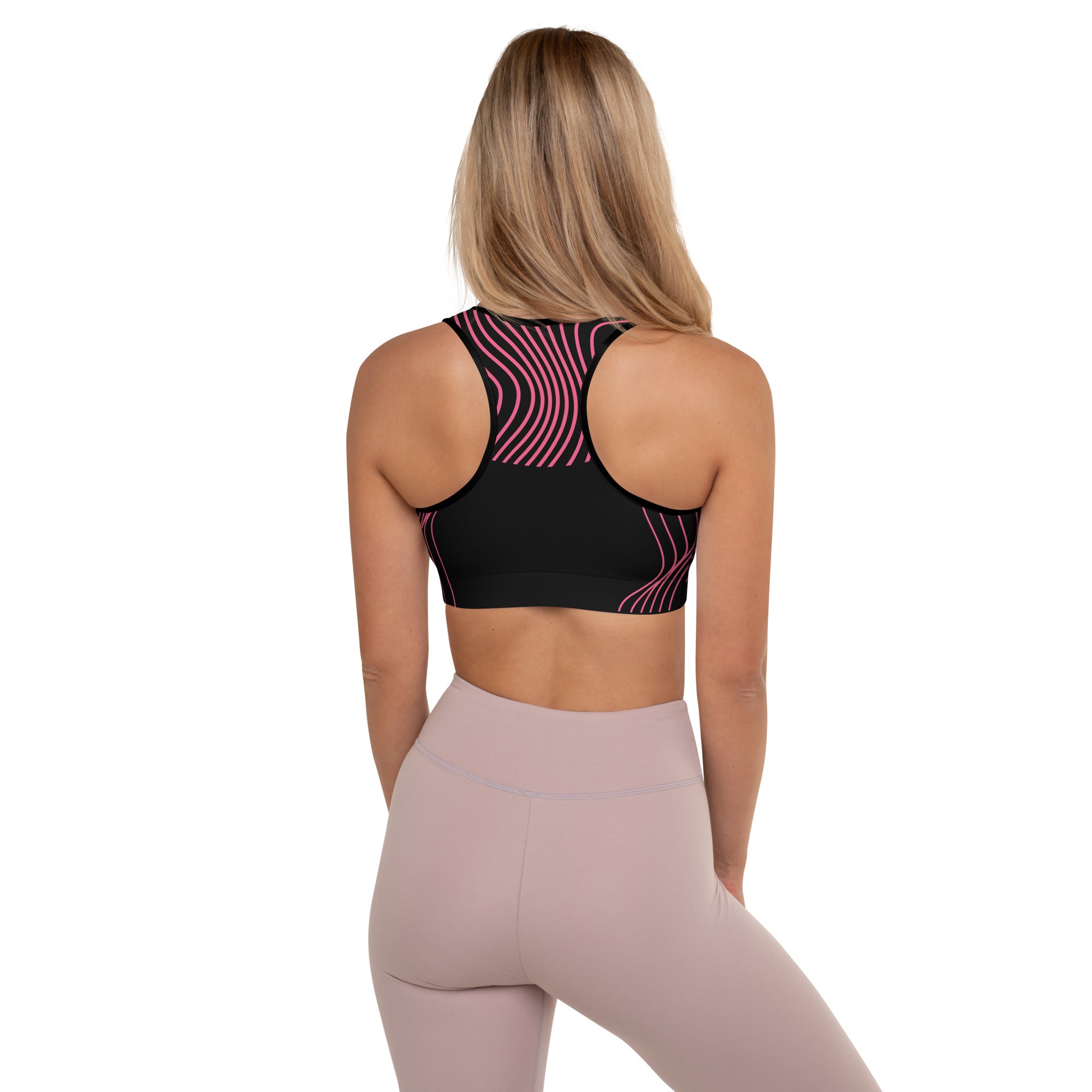 Black Sports Bra as Gym top. Ideal runner's top, yogi's top or bra for pilates or dance practice. RippleFX by WickedYo.